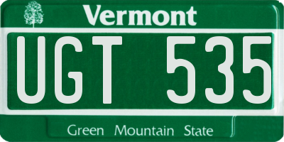 VT license plate UGT535