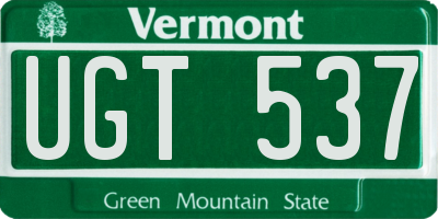 VT license plate UGT537
