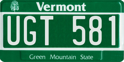 VT license plate UGT581