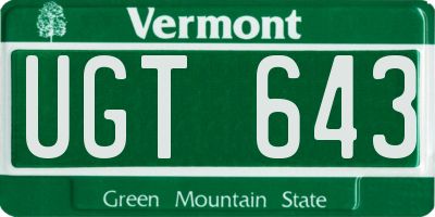 VT license plate UGT643