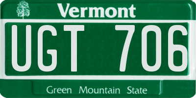VT license plate UGT706