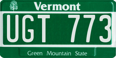 VT license plate UGT773