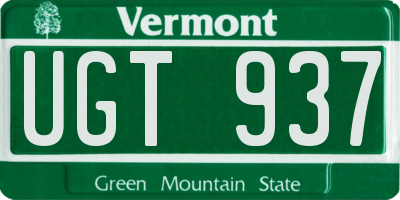 VT license plate UGT937