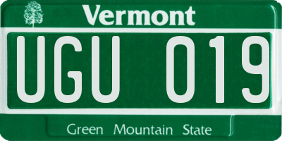 VT license plate UGU019