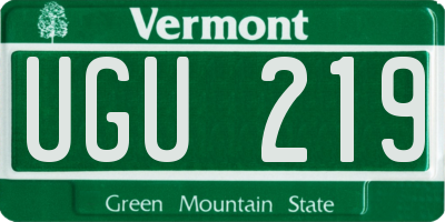 VT license plate UGU219