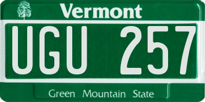 VT license plate UGU257