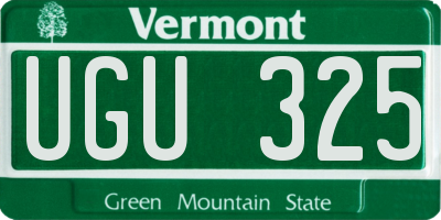 VT license plate UGU325