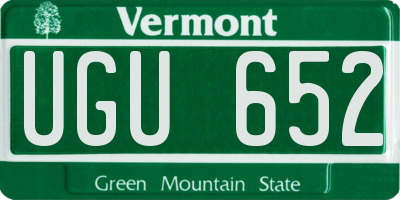 VT license plate UGU652