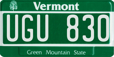 VT license plate UGU830