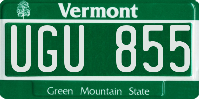 VT license plate UGU855
