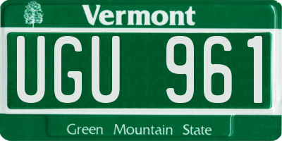 VT license plate UGU961