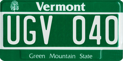 VT license plate UGV040