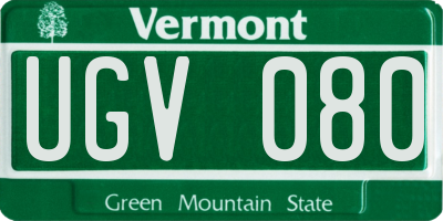 VT license plate UGV080