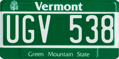 VT license plate UGV538