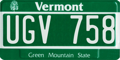 VT license plate UGV758