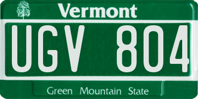 VT license plate UGV804