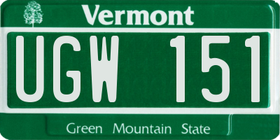 VT license plate UGW151