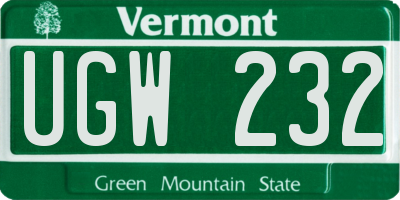VT license plate UGW232