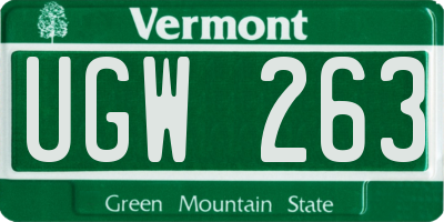 VT license plate UGW263