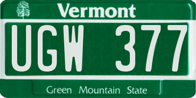 VT license plate UGW377