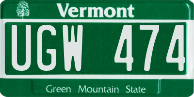 VT license plate UGW474