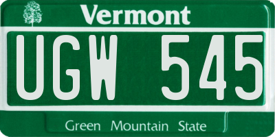 VT license plate UGW545
