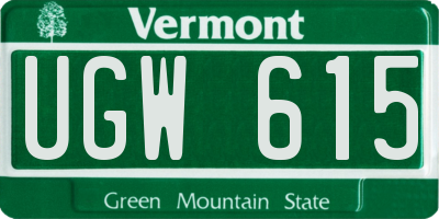 VT license plate UGW615