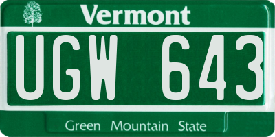 VT license plate UGW643