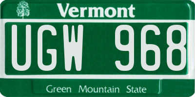 VT license plate UGW968