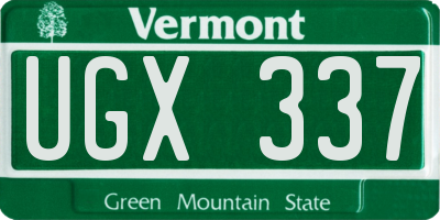 VT license plate UGX337