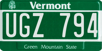 VT license plate UGZ794