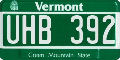 VT license plate UHB392