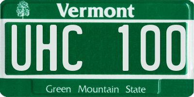 VT license plate UHC100