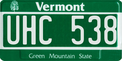 VT license plate UHC538