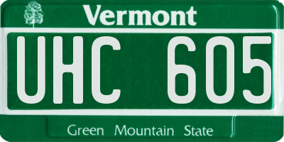 VT license plate UHC605
