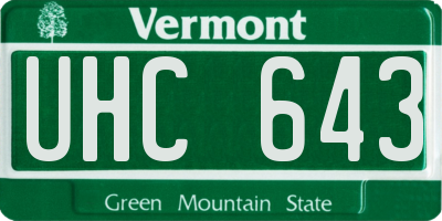 VT license plate UHC643