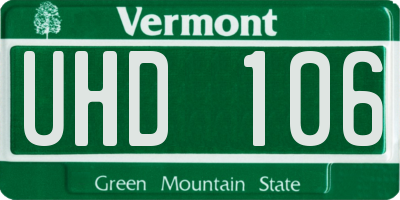 VT license plate UHD106
