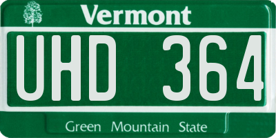 VT license plate UHD364