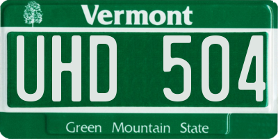 VT license plate UHD504