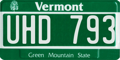 VT license plate UHD793