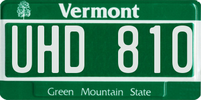 VT license plate UHD810