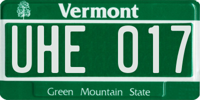 VT license plate UHE017