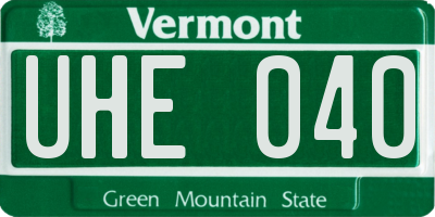 VT license plate UHE040
