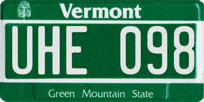VT license plate UHE098