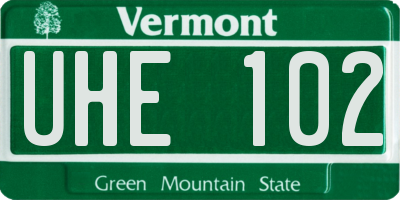 VT license plate UHE102