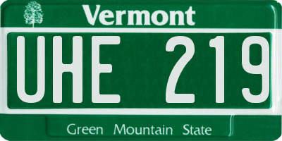 VT license plate UHE219
