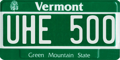 VT license plate UHE500