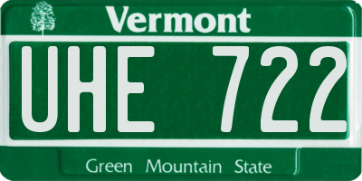 VT license plate UHE722