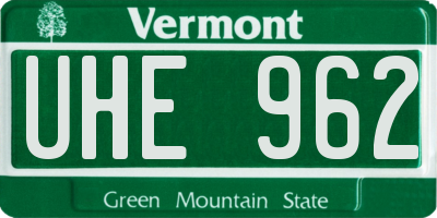 VT license plate UHE962