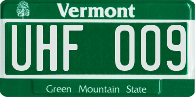 VT license plate UHF009